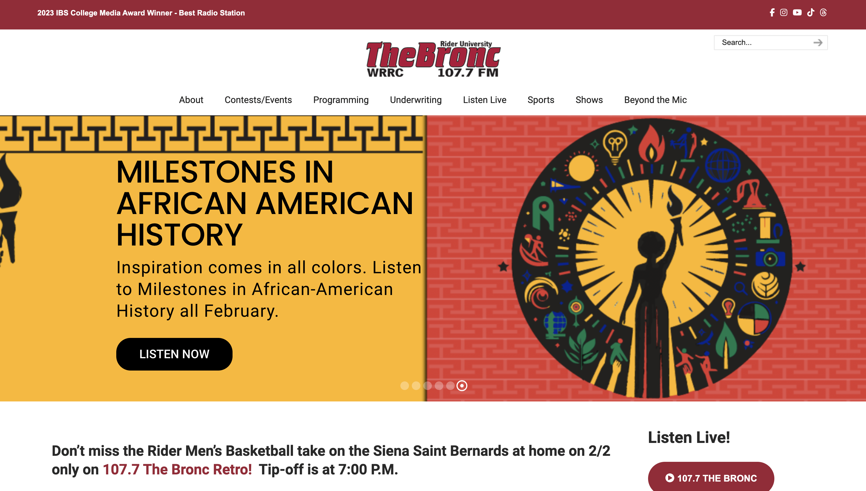 The new home page for 1077thebronc.com.