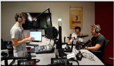 Nick Witkowski with other radio hosts in new studio