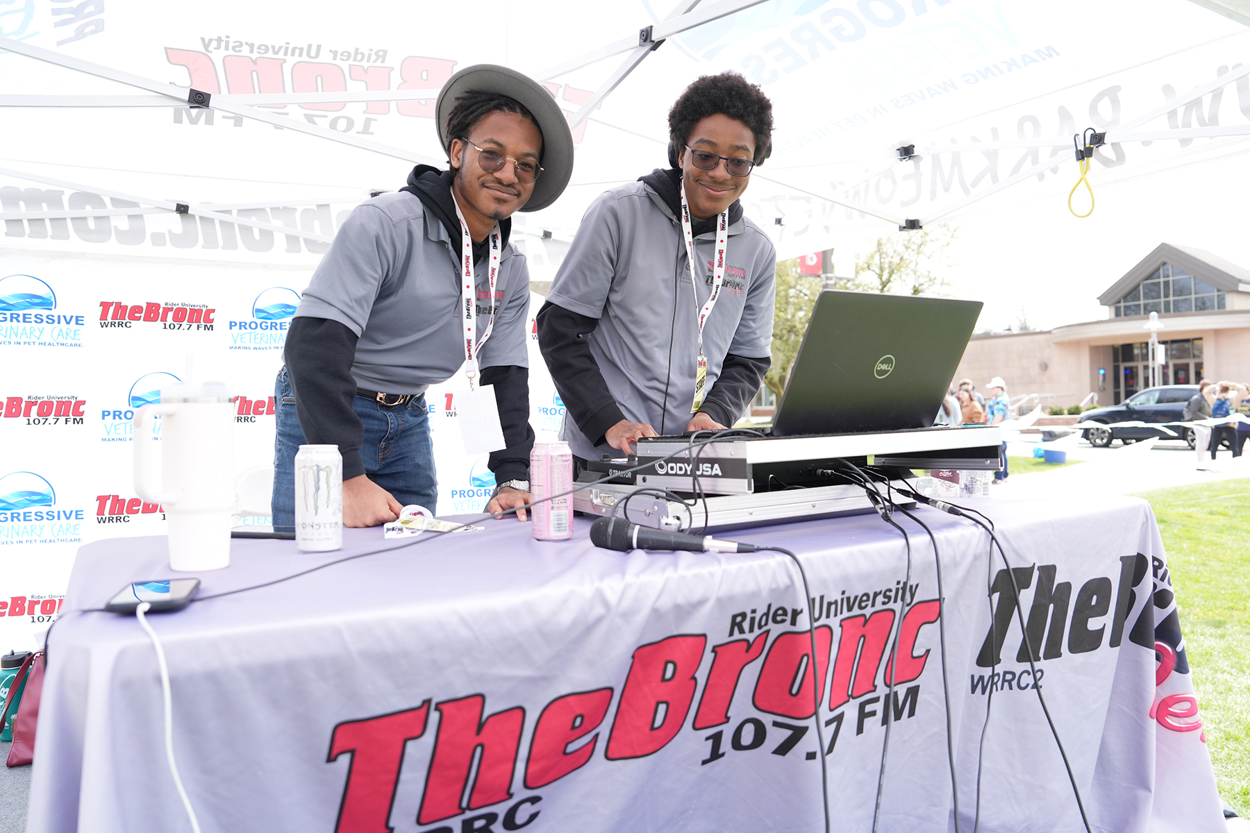 Ellis and Jaden DJ'ing an event